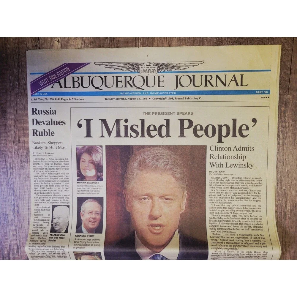 1998 Aug 18: Albuquerque Journal - President Clinton Scandal 